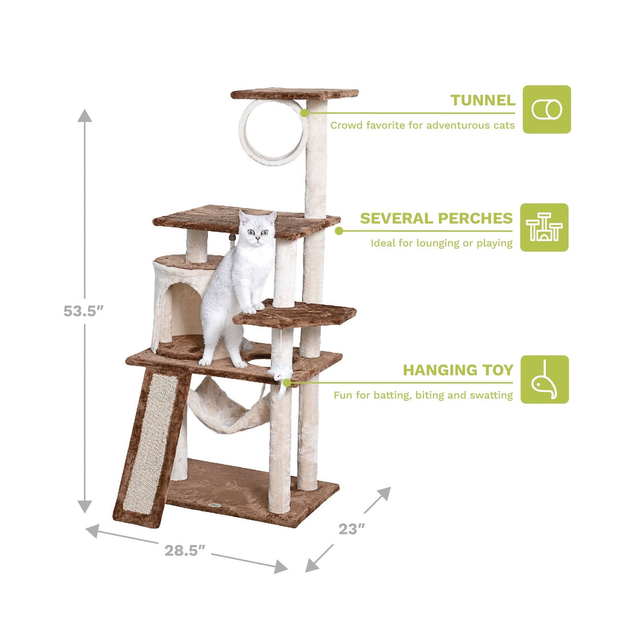 Go Pet Club 53″ Kitten Cat Tree Condo with Scratching Board