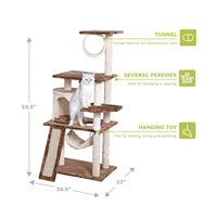 Thumbnail for Go Pet Club 53″ Kitten Cat Tree Condo with Scratching Board