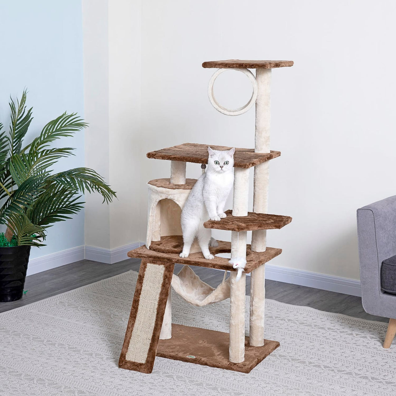 Go Pet Club 53″ Kitten Cat Tree Condo with Scratching Board