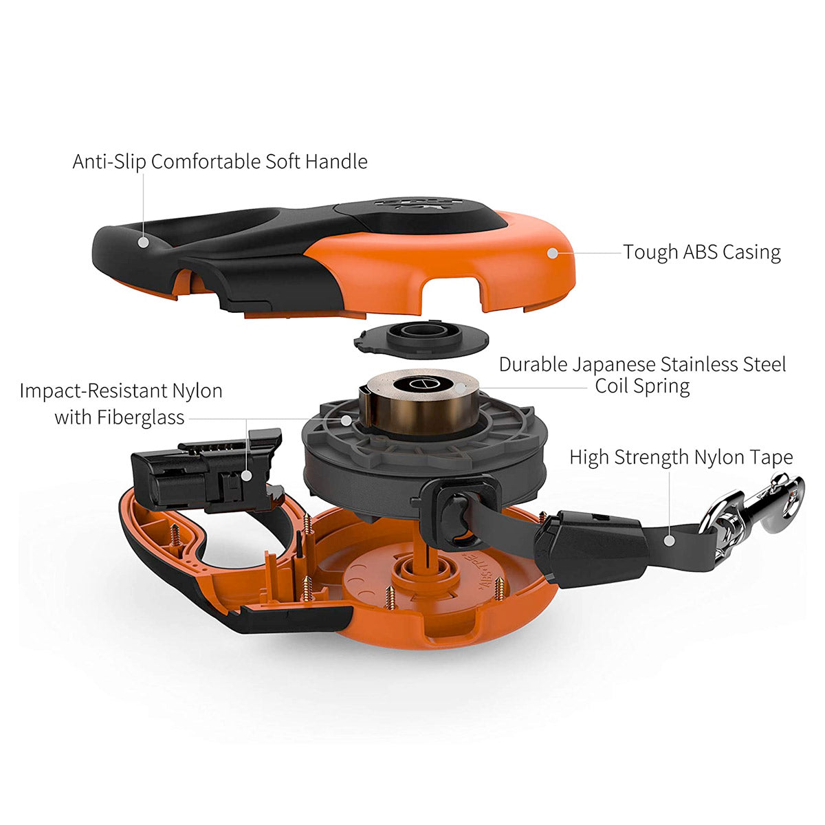 Fida Retractable Dog Leash Heavy Duty (Mars Series) - M (5m / 16ft) - red