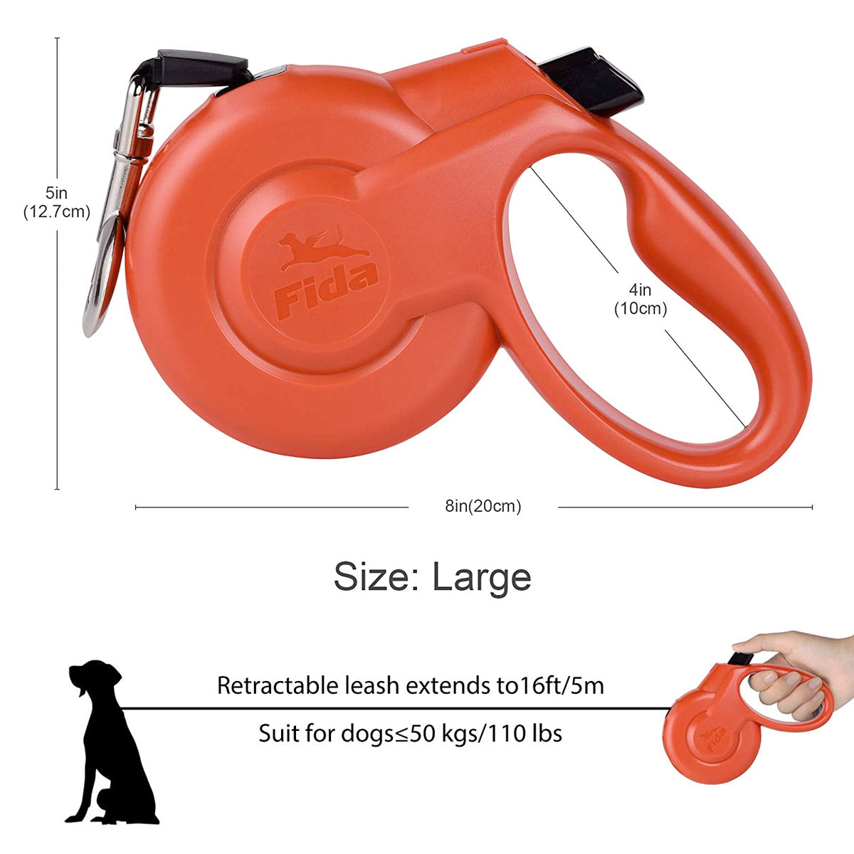 Fida Retractable Dog Leash Heavy Duty (Styleash Series) - blue