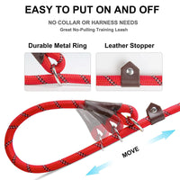 Thumbnail for Fida Durable Slip Lead Dog Leash / Training Leash(6ft length, 1/2″ thick Rope) - red