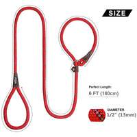 Thumbnail for Fida Durable Slip Lead Dog Leash / Training Leash(6ft length, 1/2″ thick Rope) - red