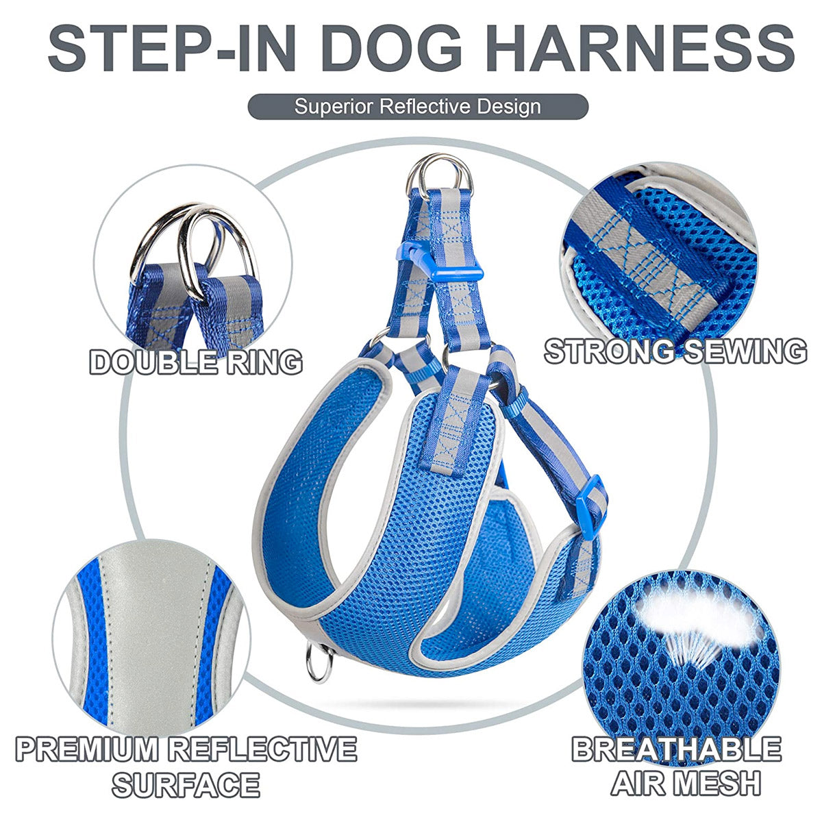 Fida Step-in Dog Harness – Reflective - L