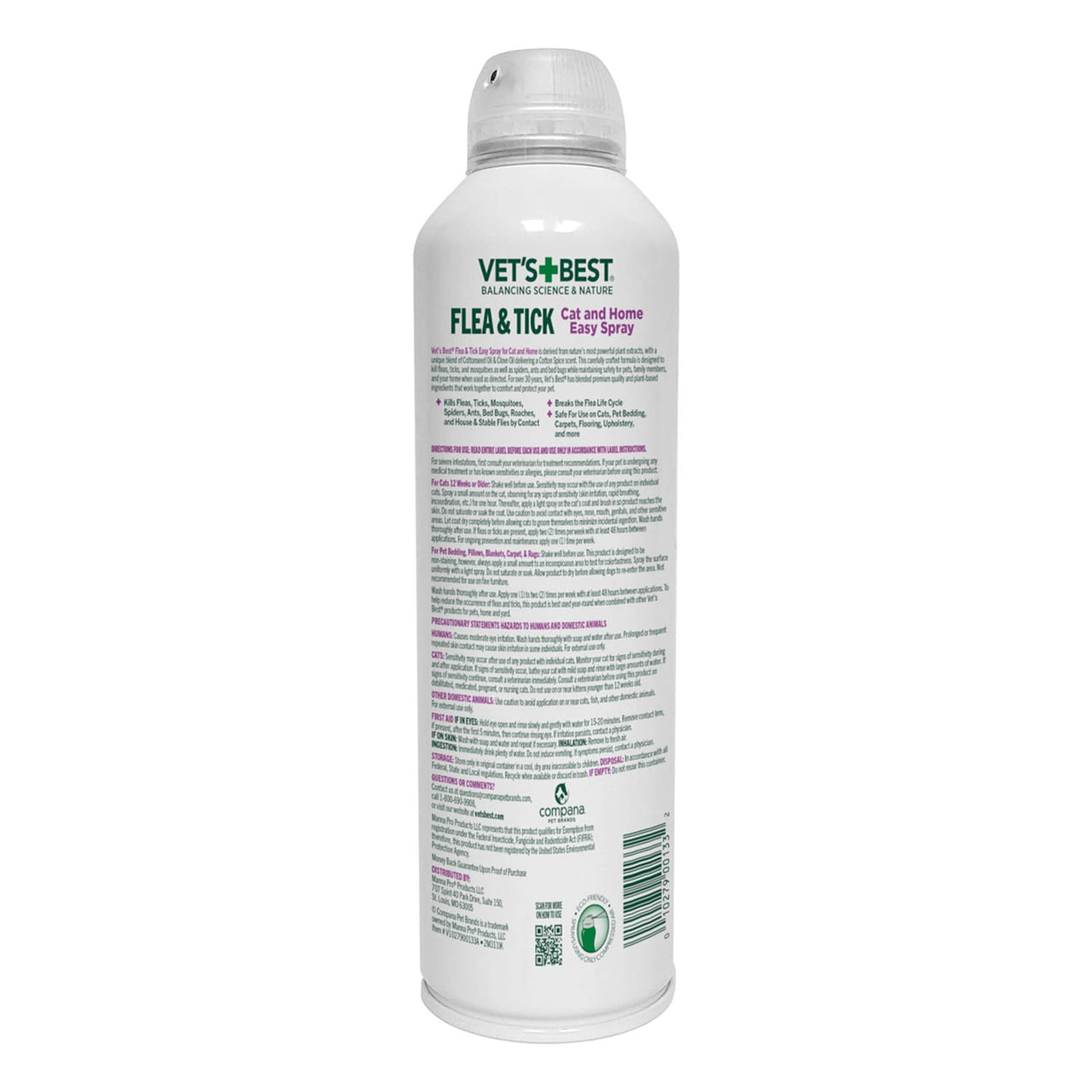 Vet’s Best Flea and Tick Cat Easy Spray – Cotton Spice Scent, 14 oz.