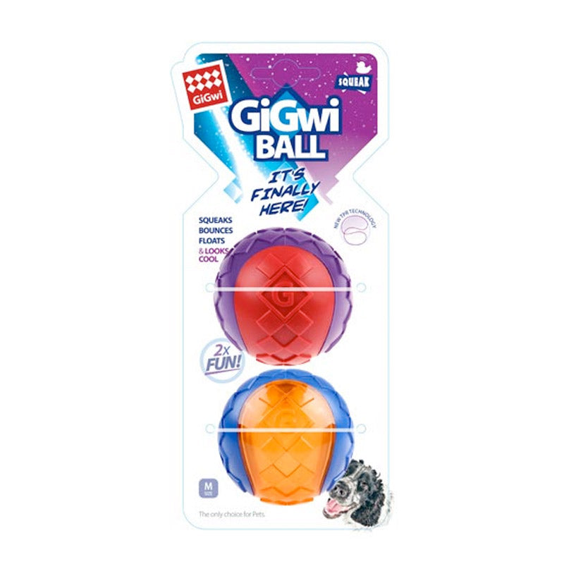 Gigwi Ball Medium 2pack Red/Orange Solid Transparent with Squeaker