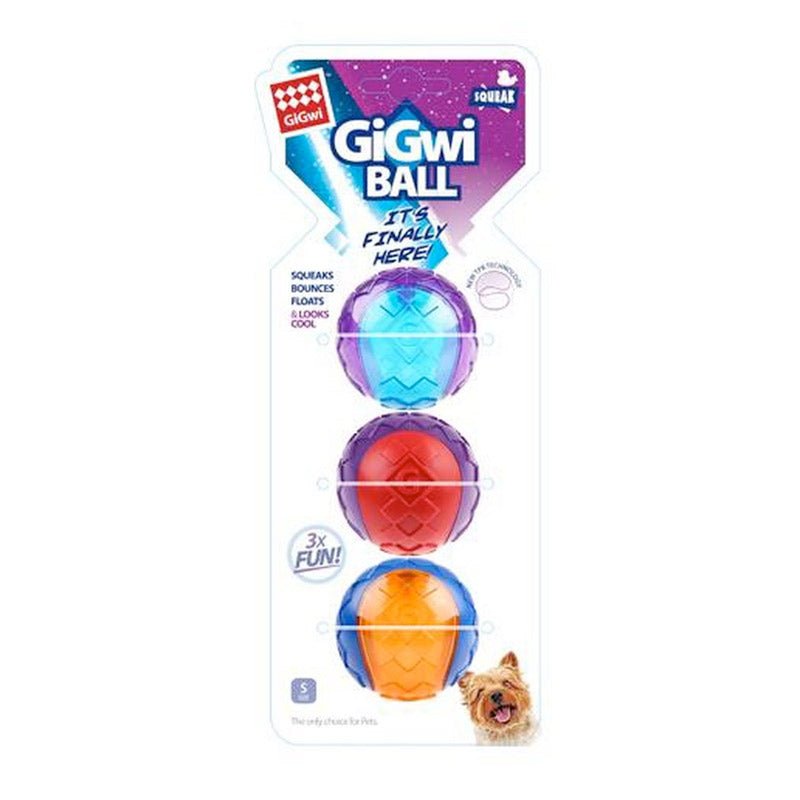 Gigwi Ball Small 3pack  Squeaker – Solid Transparent