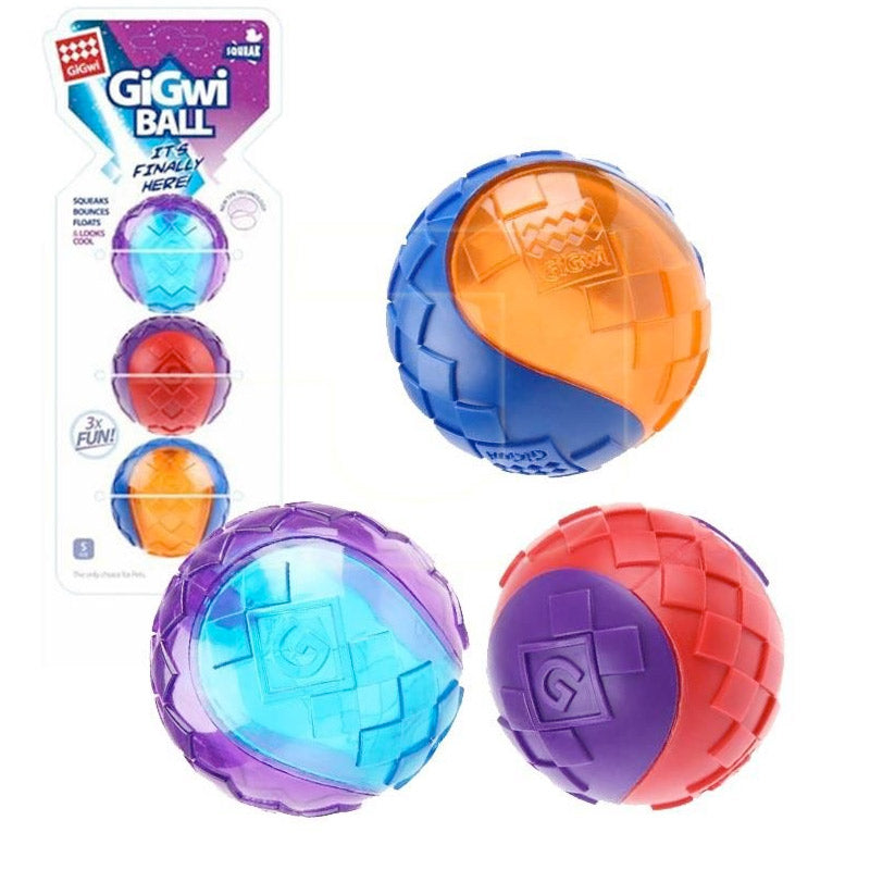 Gigwi Ball Small 3pack  Squeaker – Solid Transparent