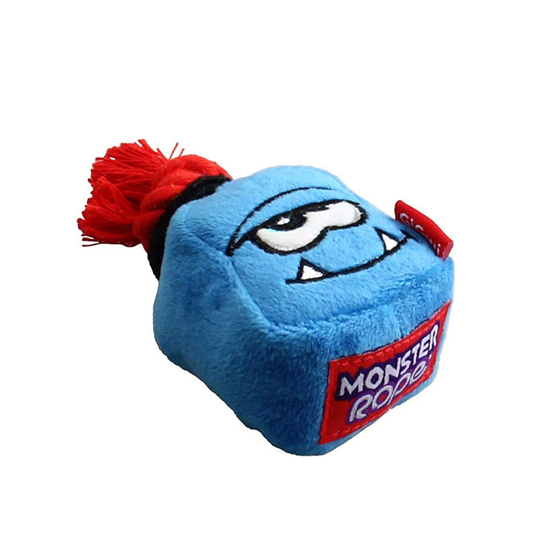 Blue Monster Rope Squeaker Inside Small Plush/Rope