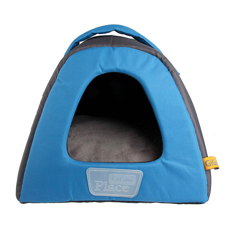 Gigwi Place Pet House Canvas, Plush, TPR Blue & Gray - large