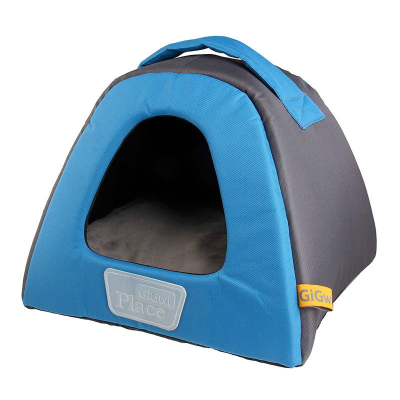 Gigwi Place Pet House Canvas, Plush, TPR Blue & Gray - small