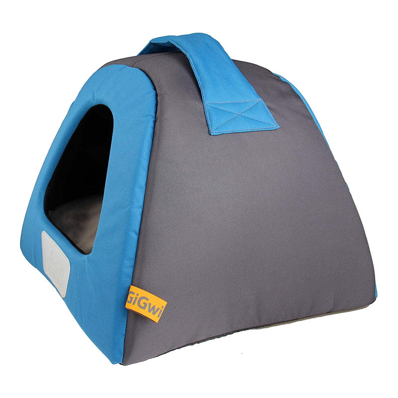 Gigwi Place Pet House Canvas, Plush, TPR Blue & Gray - small