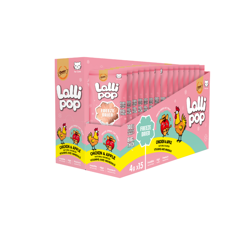 Gnawlers Freeze Dried Lollipop Cat Treat -Chicken & Apple 4g x15pcs-Vitamins & Minerals [Display Box]