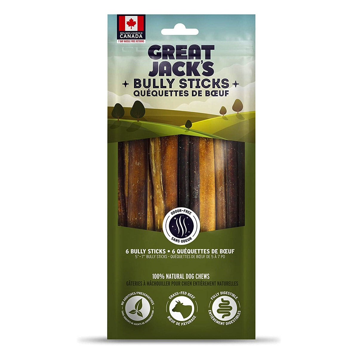 Great Jack’s Odour-Free Bully Sticks  – 6 pcs