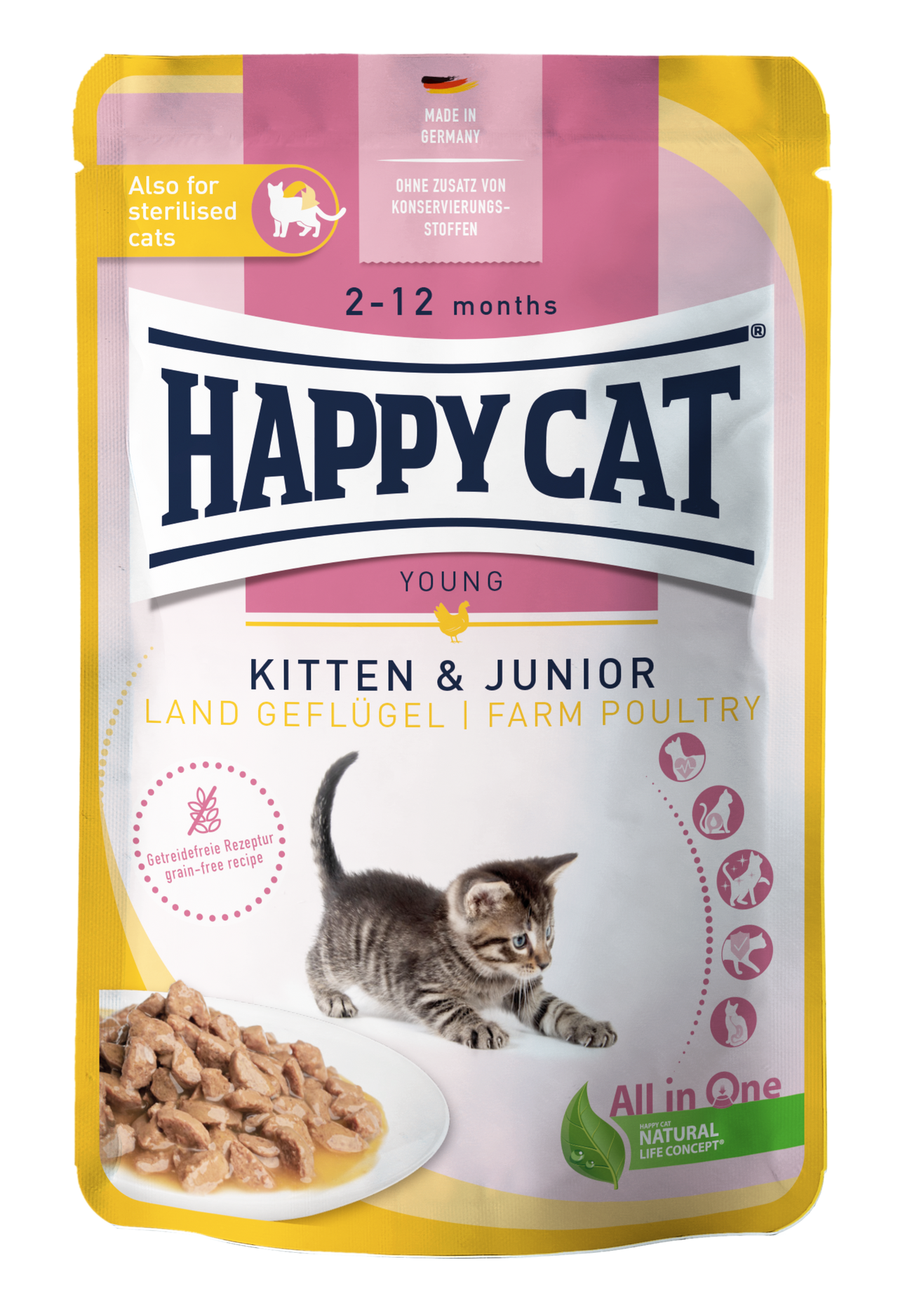 Happy Cat MIS Culinary Kitten & Junior Farm Poultry 0.085g (Min 20pcs - 0.085g)