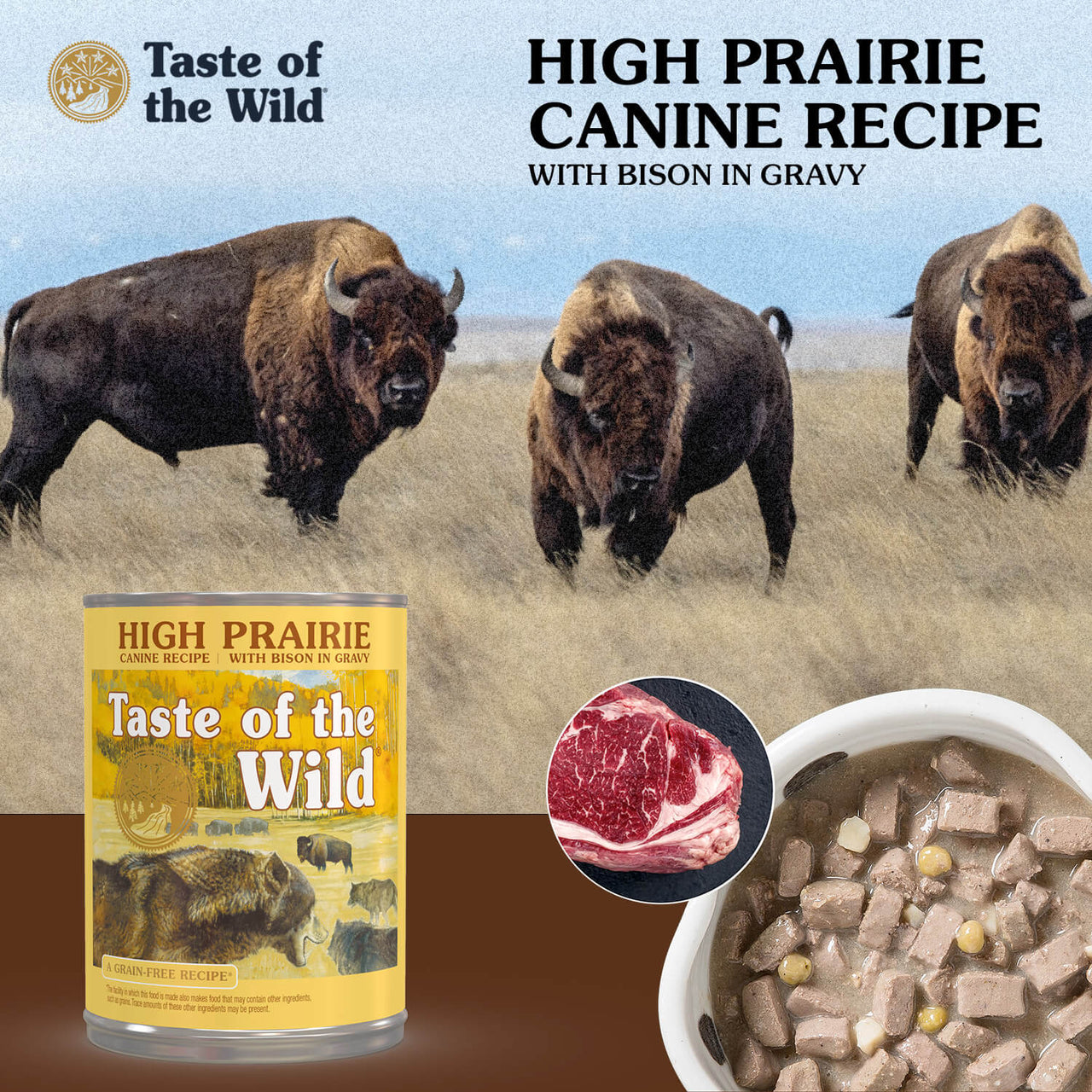 High Prairie Canine Recipe with Bison in Gravy 374gr