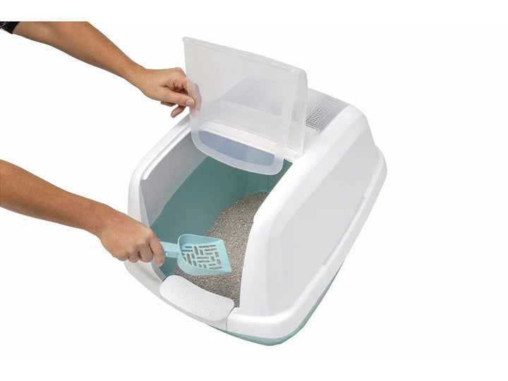 Imac Maddy Hooded Cat Toilet- Blue-White 62x49.5x47.5cm