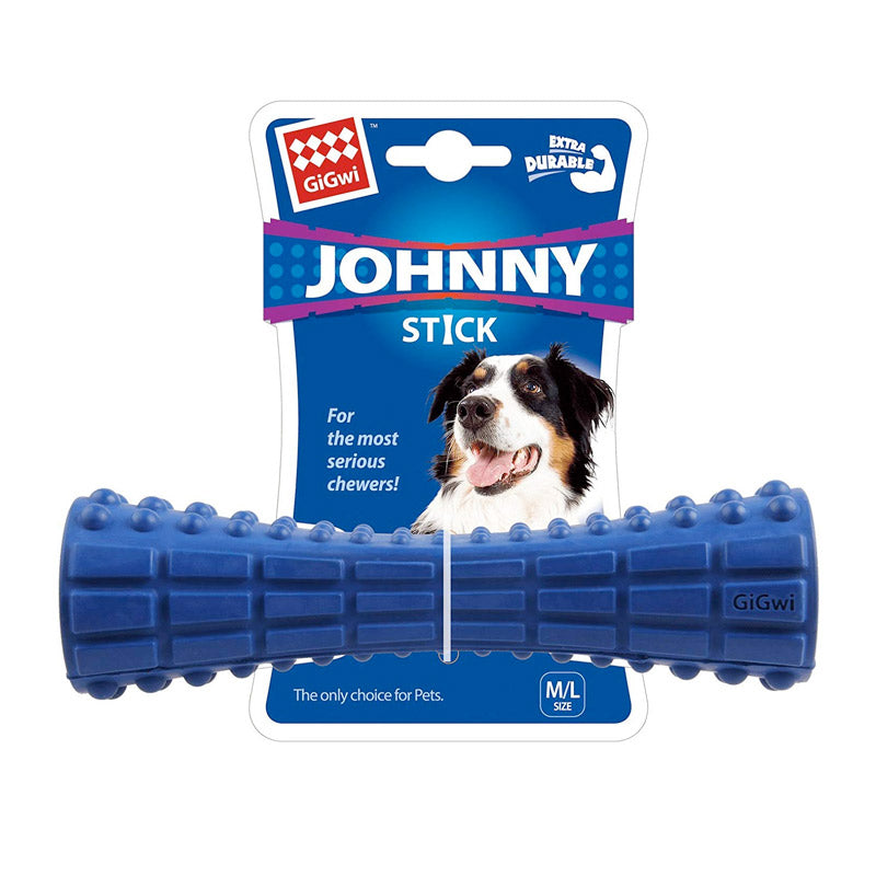 Johnny Stick Extra Durable Solid Rubber Dog Toy - blue