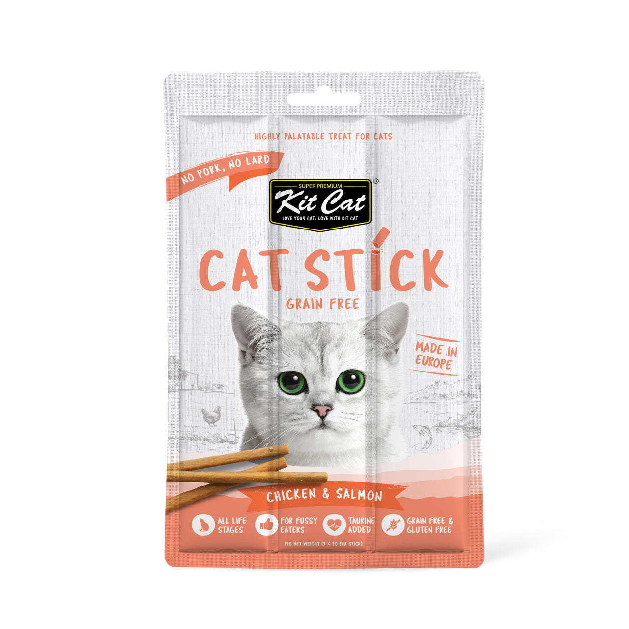 Kit Cat Grain Free Cat Stick Chicken & Salmon 15g