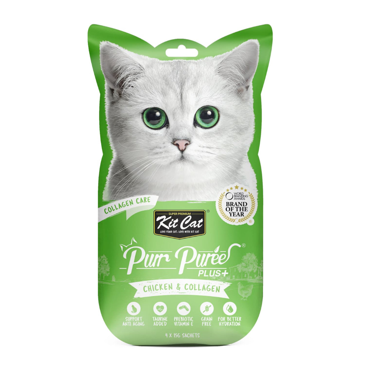 Kit Cat Purr Puree Plus+ Chicken & Collagen (Collagen Care)