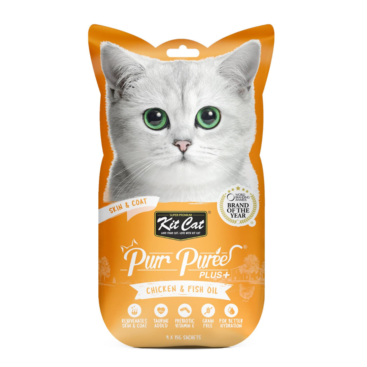 Kit Cat Purr Puree Plus+ Chicken & Fish Oil (Skin & Coat)