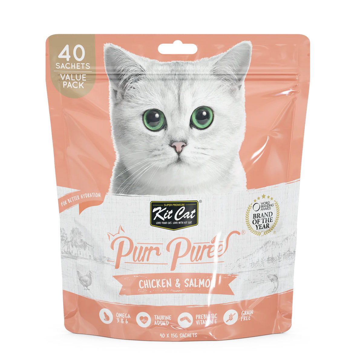 Kit Cat Purr Puree Chicken & Salmon (40 Sachets Value Pack)