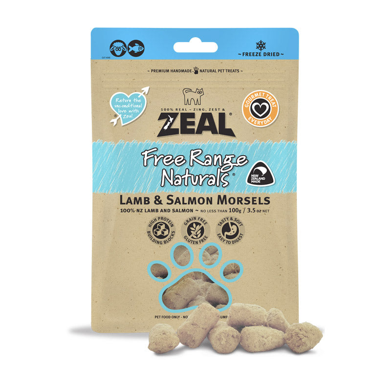 Zeal Dried Lamb & Salmon Morsels (Cat) 100g