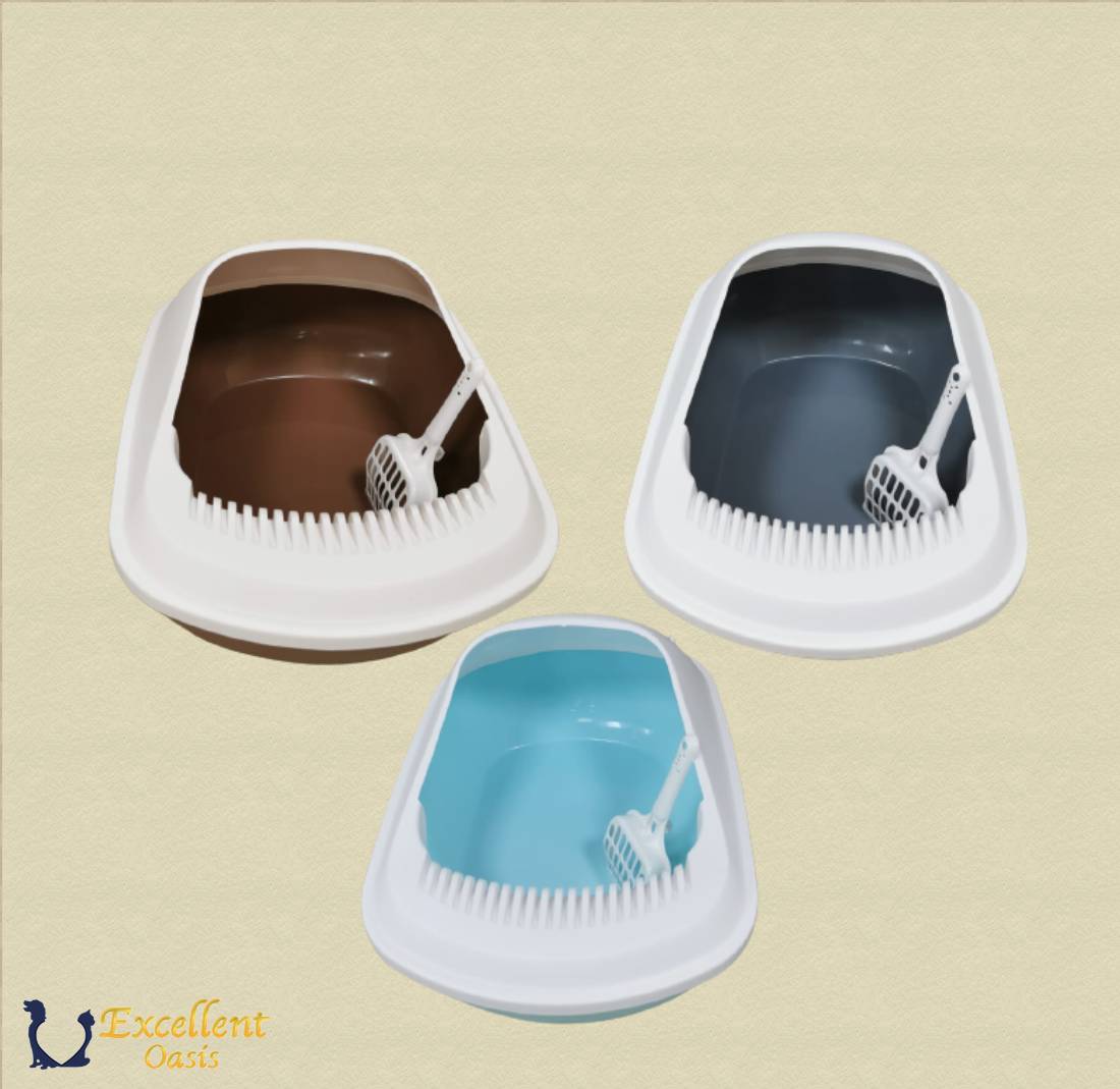 Cat Litter Box Pan with Scoop 50.5 x 38 x 23 - brown