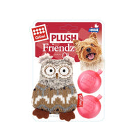 Thumbnail for Owl “Plush Friendz” Grey/Brown with refillable squeaker