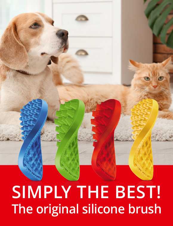 Pet+Me Firm Silicone Brush for Longhair Dog(Red)