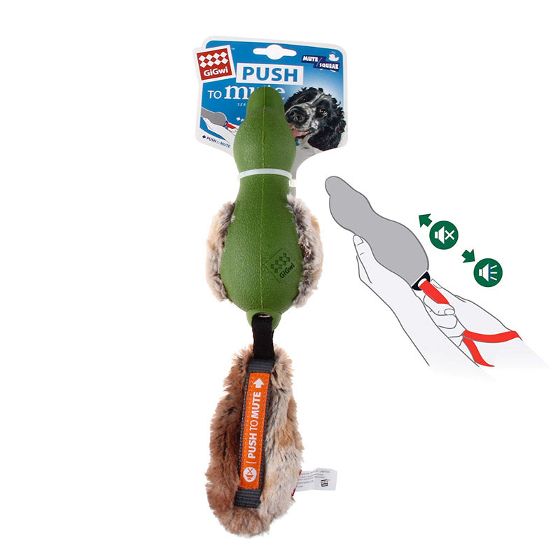 Push To Mute Duck with Plush Tail - green