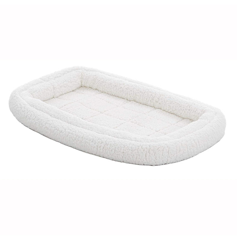 Quiet Time Deluxe Fleece Double Bolster Bed White - 18 inch