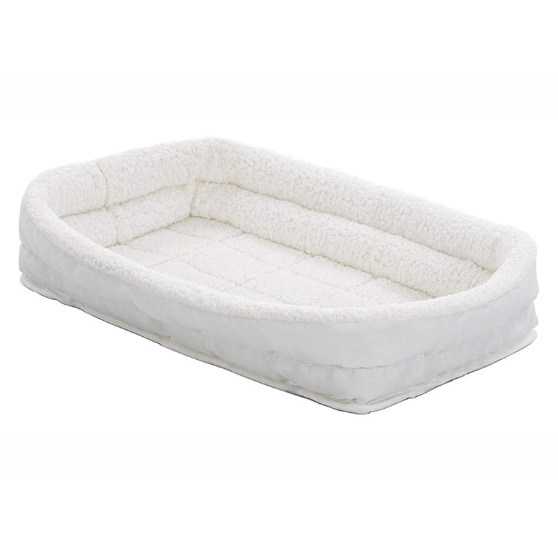 Quiet Time Deluxe Fleece Double Bolster Bed White - 18 inch