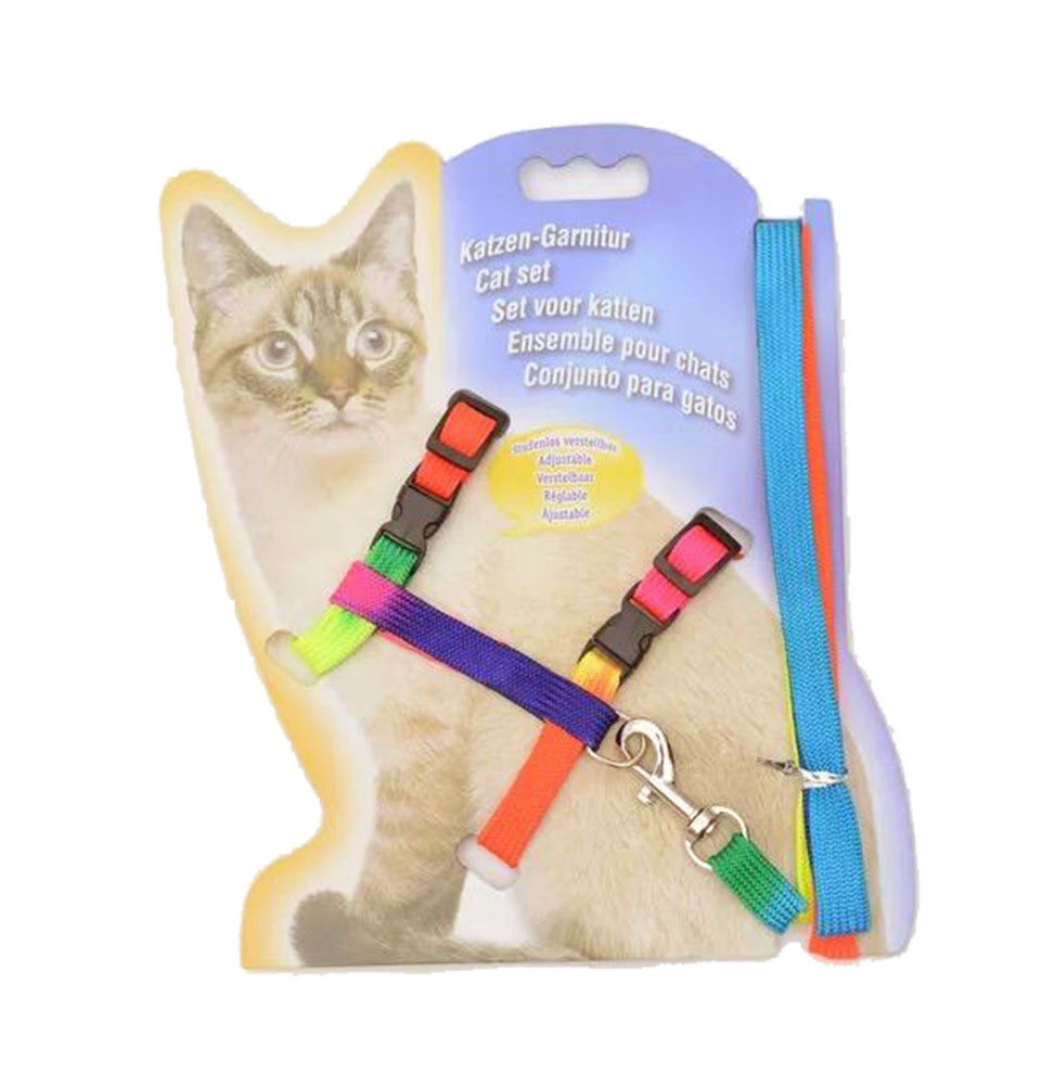 Rainbow Color Pet Small Dog Puppy Collar Leash Soft Walking Harness Lead Color Random