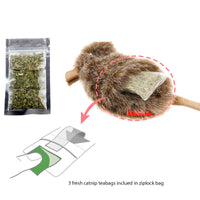 Thumbnail for Refillable Catnip (Mouse) with 3 catnip teabags in ziplock bag