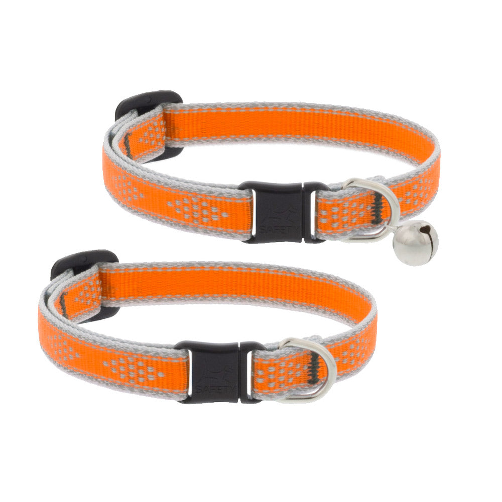 Reflective Safety Cat Collar – Orange Diamond - With Bell