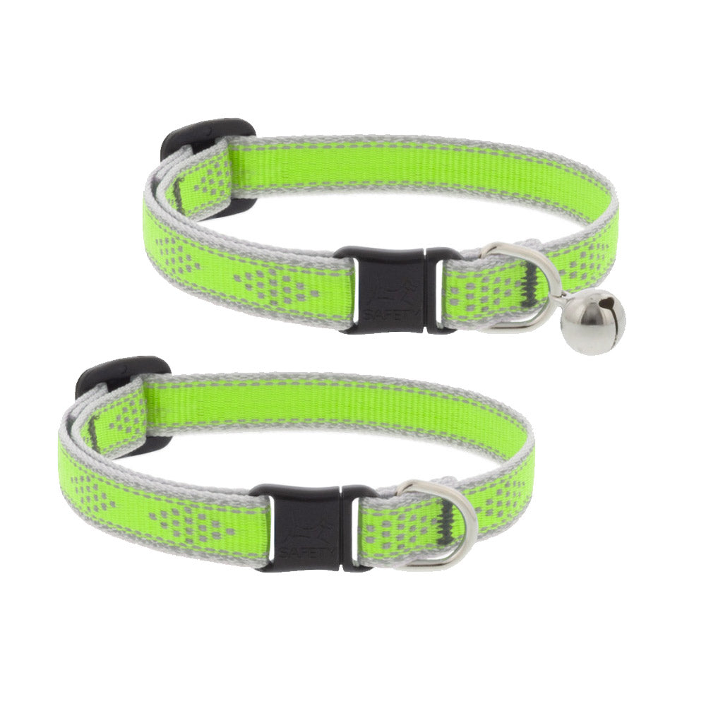 Reflective Safety Cat Collar – Green Diamond - With Bell