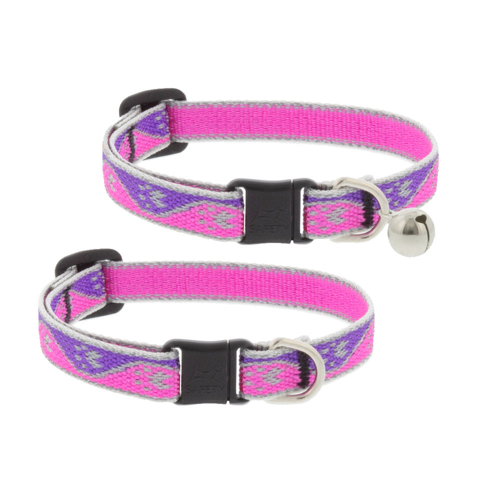 Reflective Safety Cat Collar – Pink Paws - With Bell