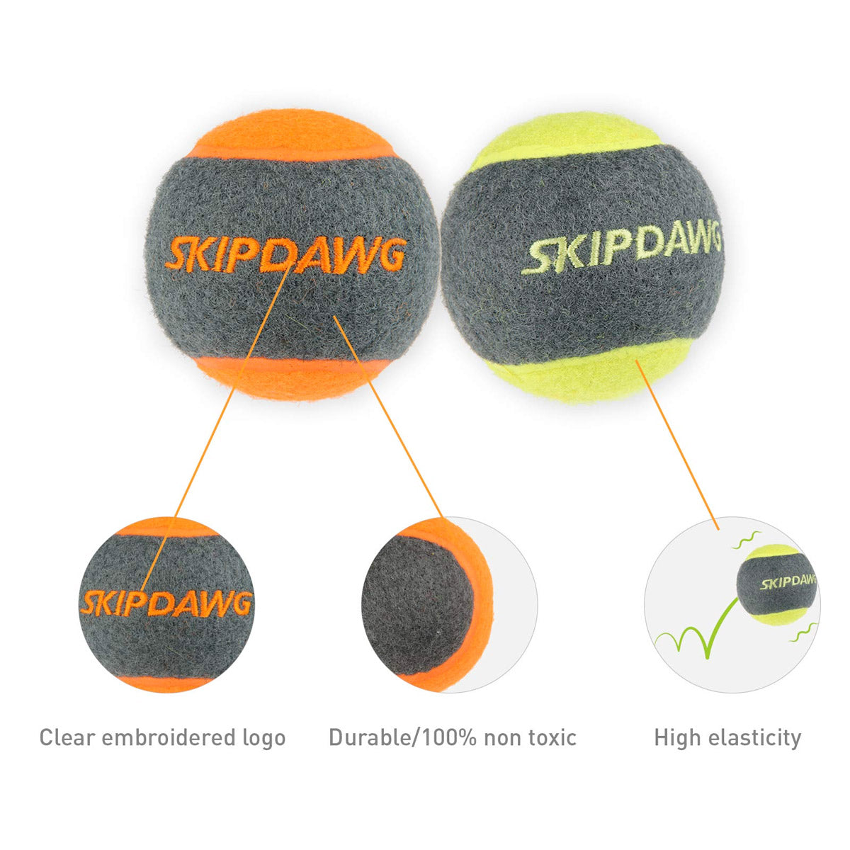 SKIPDAWG Squeaky Dog Tennis Balls (Pack of 4)