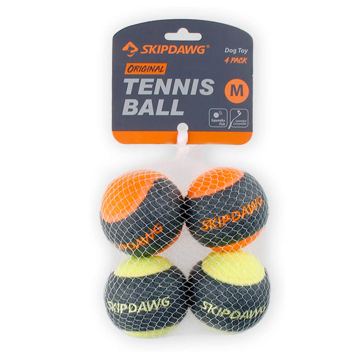 SKIPDAWG Squeaky Dog Tennis Balls (Pack of 4)