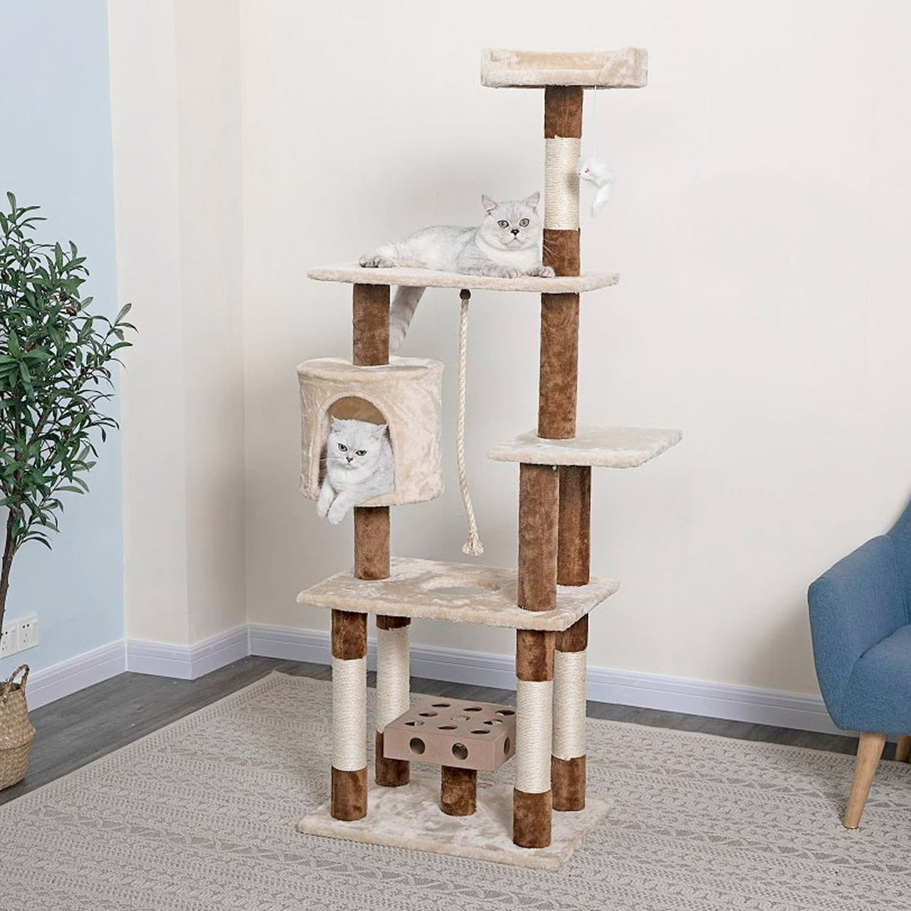 Go Pet Club 67″ IQ Busy Box Cat Tree Condo with Sisal Covered Scratching Posts