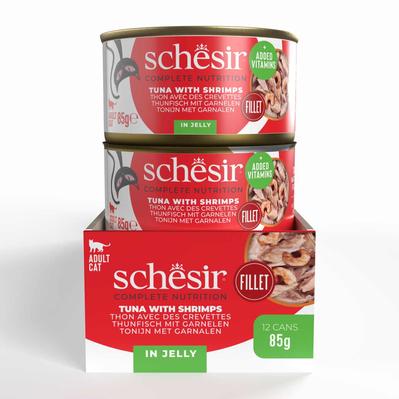 Schesir Complete & Balanced Nutrition Wet Cat Food in Jelly Can- Tuna With Shrimp 85g [MOQ:12pcs]