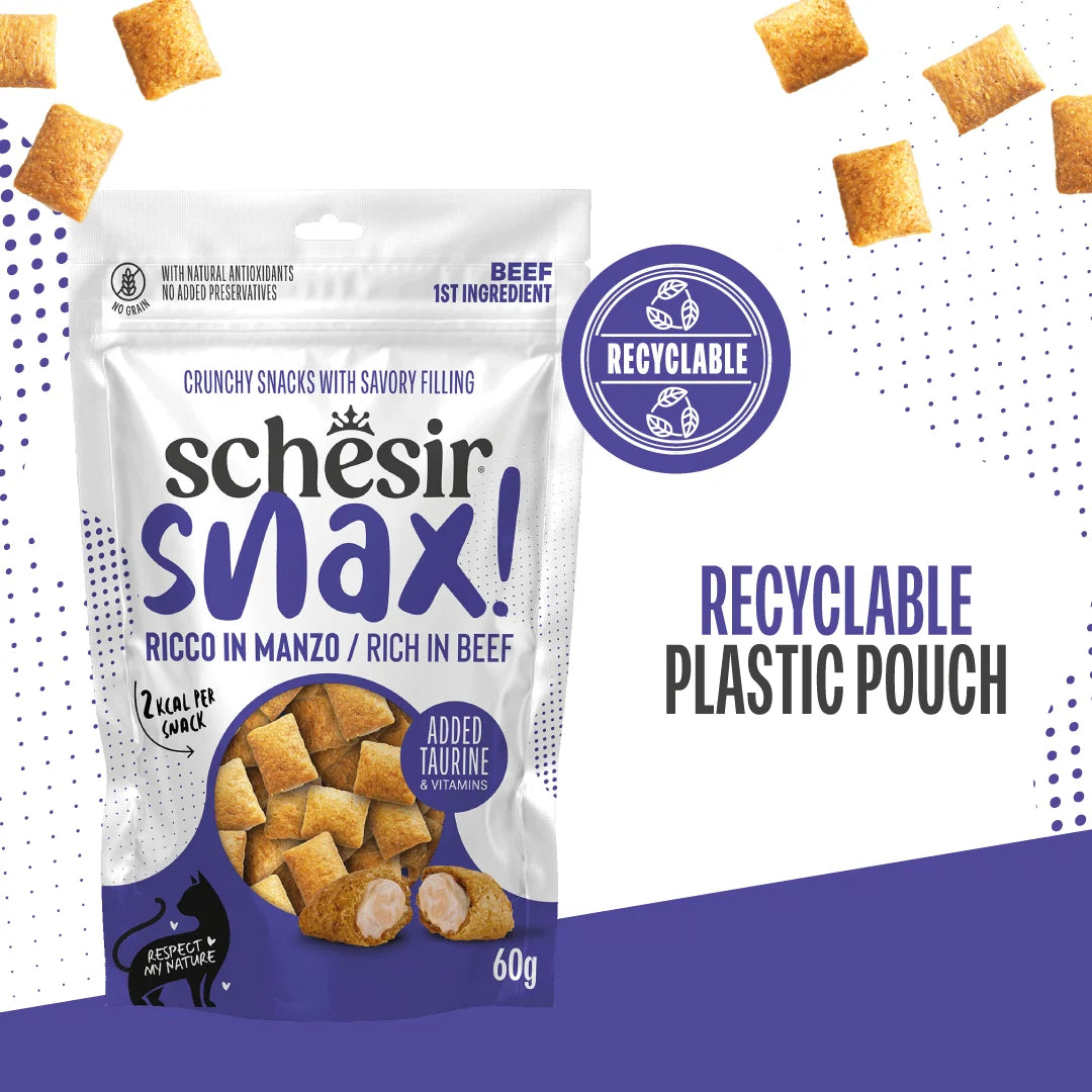 Schesir Snax! Crunchy & Creamy Cat Snack 60g-Beef