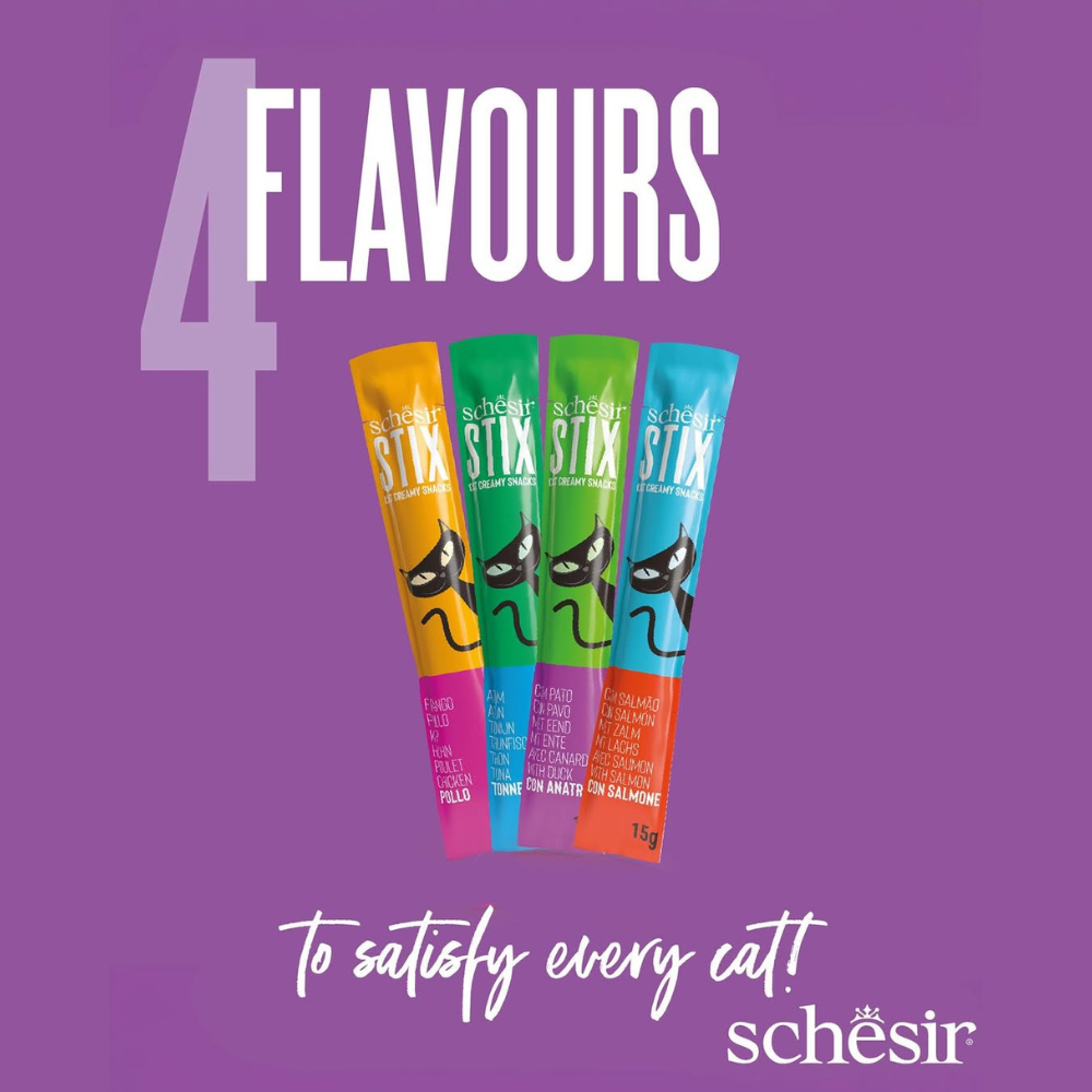 Schesir Summer Treat-Stix Mix Flavour [Chicken, Duck, Salmon & Tuna]-15g x 24pcs