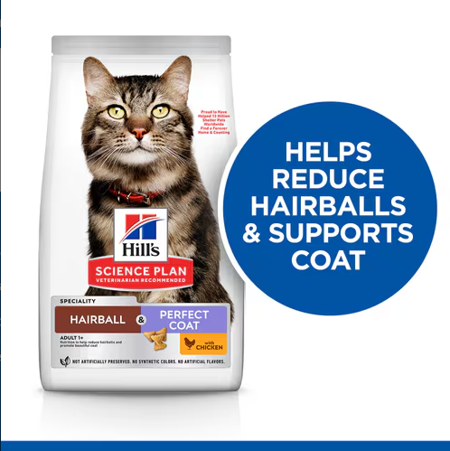 Hill’s Science Plan Hairball & Perfect Coat Adult Dry Cat Food with Chicken (3kg)