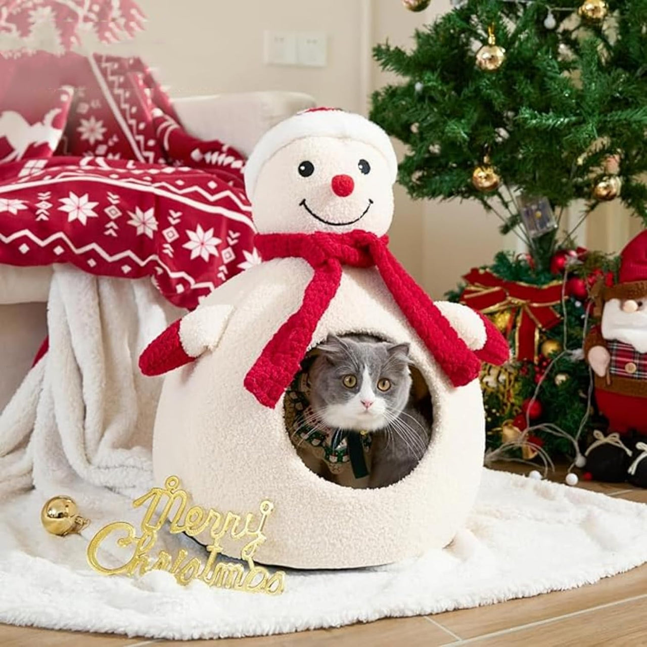 Seasopet Christmas Snowman Cat House 36x36x54 cm