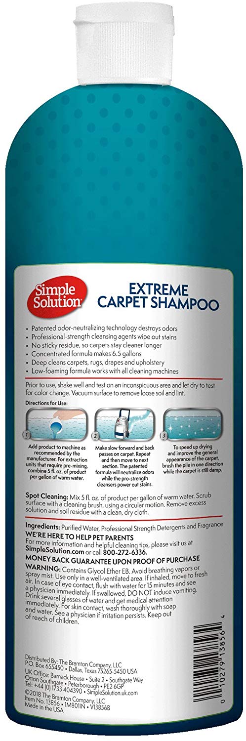 Simple Solution Extreme Carpet Shampoo Pet Stain and Odor Remover, 1 L