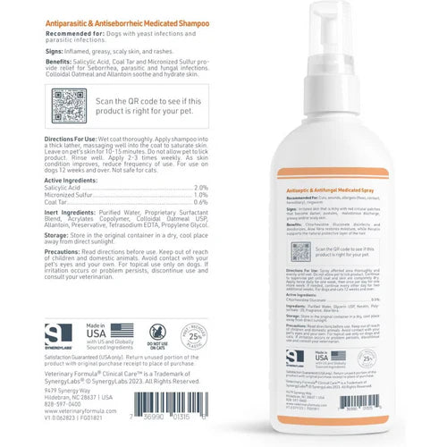 Synergy Labs Veterinary Formula Clinical Care Antiseptic & Antifungal Spray For Dogs & Cats 236ml[Volume - 236ml]