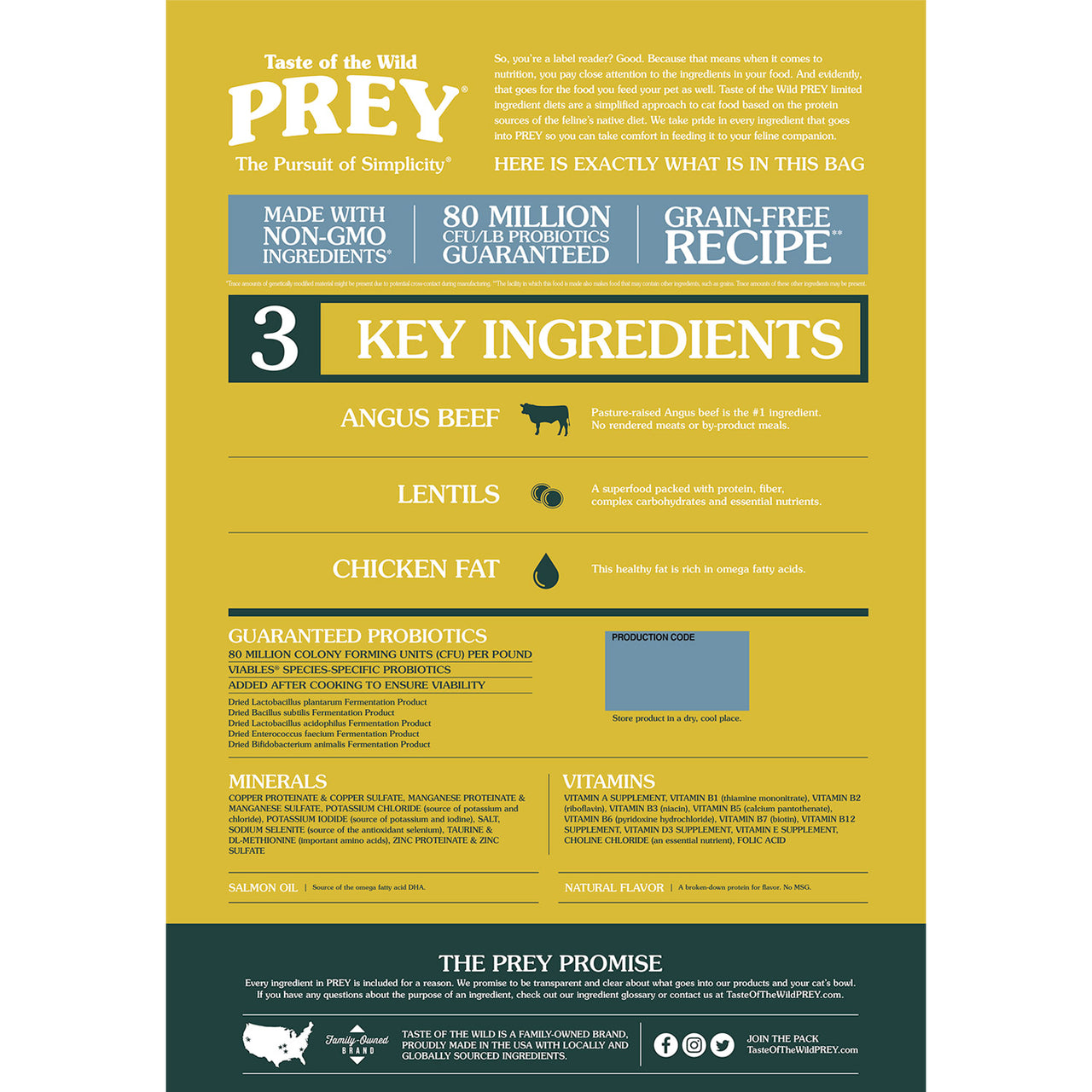 PREY Angus Beef Limited Ingredient Formula for Cats - 2.7kg (6 lbs)