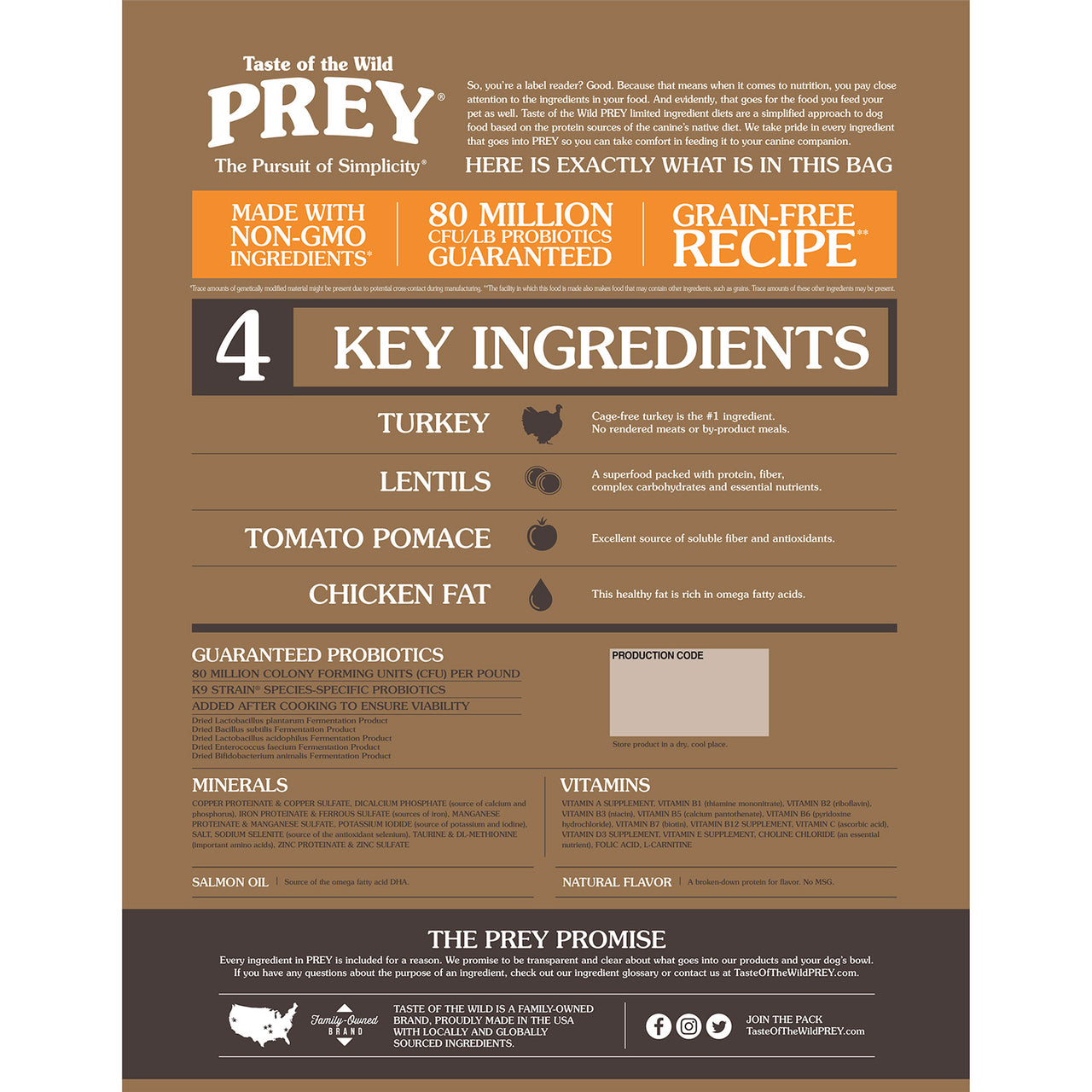 PREY Turkey Limited Ingredient Formula for Dogs - 11.4kg(25 lbs)